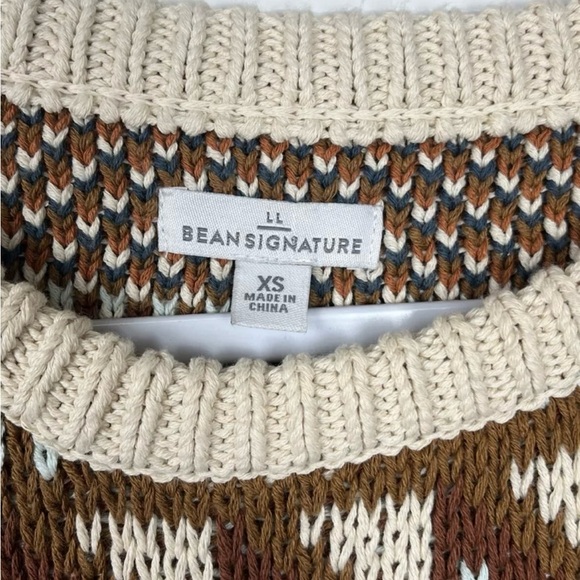 LL Bean Signature Fisherman Tunic Sweater Womens XS Chunky Cable Knit Stripes - Picture 3 of 11